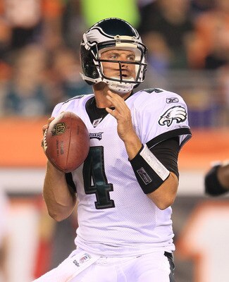 CINCINNATI - AUGUST 20:  Kevin Kolb #4 of the Philadelphia Eagles throws a pass during the NFL preseason game against the Cincinnati Bengals at Paul Brown Stadium on August 20, 2010 in Cincinnati, Ohio.  (Photo by Andy Lyons/Getty Images)