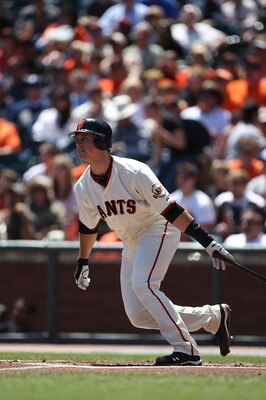 SAN FRANCISCO - AUGUST 15:  Buster Posey #28 of the San Francisco Giants bats against the San Diego Padres during an MLB game at AT&T Park on August 15, 2010 in San Francisco, California.  (Photo by Jed Jacobsohn/Getty Images)
