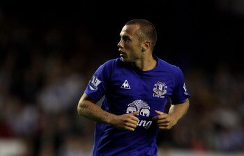 LIVERPOOL, ENGLAND - AUGUST 25: John Heitinga of Everton in action during the Carling Cup second round match between Everton and Huddersfield Town at Goodison Park on August 25, 2010 in Liverpool, England.  (Photo by Clive Brunskill/Getty Images)