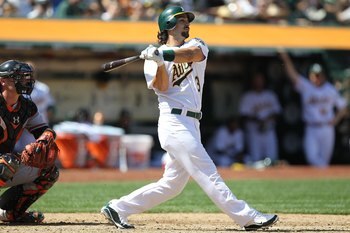 OAKLAND, CA - APRIL 18:  Eric Chavez #3 of the Oakland Athletics in action against the Baltimore Orioles during an MLB game at the Oakland-Alameda County Coliseum on April 18, 2010 in Oakland, California.  (Photo by Jed Jacobsohn/Getty Images)