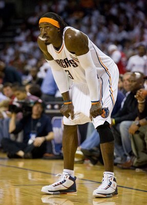 CHARLOTTE, NC - APRIL 26: Gerald Wallace #3 of the Charlotte Bobcats looks on against the Orlando Magic at Time Warner Cable Arena on April 26, 2010 in Charlotte, North Carolina.  The Magic defeated the Bobcats 99-90 to complete the four game sweep.  NOTE