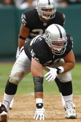 OAKLAND, CA - SEPTEMBER 23:  Guard Cooper Carlisle #66 of the Oakland Raiders is set in a three-point stance against the Cleveland Browns during a 26-24 win at McAfee Coliseum on September 23, 2007 in Oakland, California.  (Photo by Kevin Terrell/Getty Im
