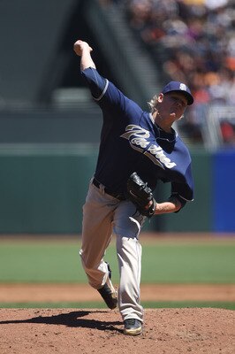 SAN FRANCISCO - AUGUST 14:  Matt Latos #38 of the San Diego Padres pitches against the San Francisco Giants during an MLB game at AT&T Park on August 14, 2010 in San Francisco, California.  (Photo by Jed Jacobsohn/Getty Images)