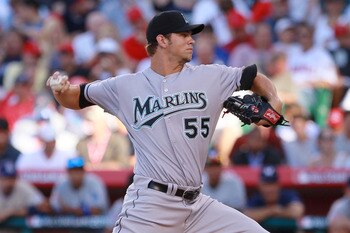ANAHEIM, CA - JULY 13:  National League All-Star Josh Johnson #55 of the Florida Marlins throws a pitch during the 81st MLB All-Star Game at Angel Stadium of Anaheim on July 13, 2010 in Anaheim, California.  (Photo by Jeff Gross/Getty Images)