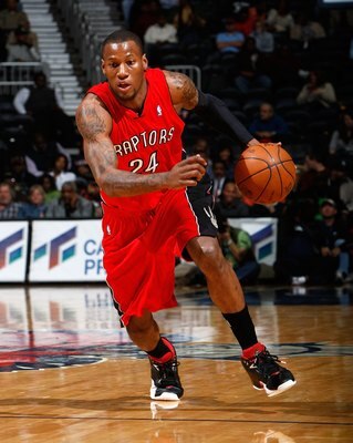 ATLANTA - DECEMBER 02:  Sonny Weems #24 of the Toronto Raptors against the Atlanta Hawks at Philips Arena on December 2, 2009 in Atlanta, Georgia.  NOTE TO USER: User expressly acknowledges and agrees that, by downloading and/or using this Photograph, Use