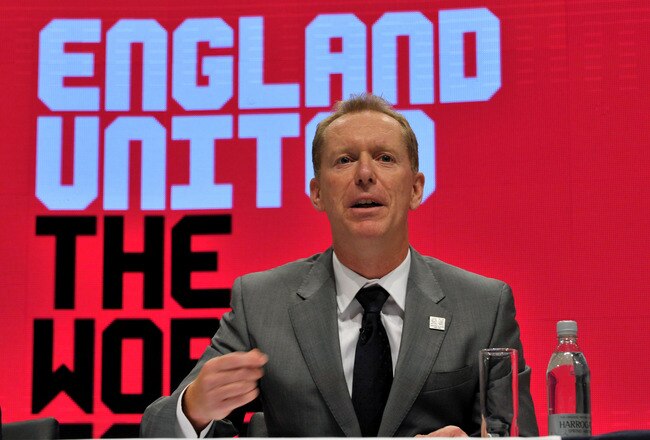 MANCHESTER, ENGLAND - AUGUST 25:  England 2018 CEO Andy Anson attends a press conference during the FIFA Inspection Visit for the England 2018 World Cup Bid at Manchester Central Convention Complex on August 25, 2010 in Manchester, England.  (Photo by Jas