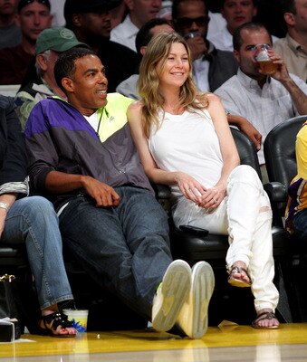 LOS ANGELES, CA - MAY 27:  Chris Ivery (L) and Ellen Pompeo (R) attend Game Five of the Western Conference Finals during the 2009 NBA Playoffs between the Los Angeles Lakers and the Denver Nuggets at Staples Center on May 27, 2009 in Los Angeles, Californ