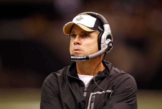 NEW ORLEANS - AUGUST 27:  Head coach Sean Payton of the New Orleans Saints watches a play during the game against the San Diego Chargers at the Louisiana Superdome on August 27, 2010 in New Orleans, Louisiana.  The Saints defeated the Chargers 36-21.  (Ph