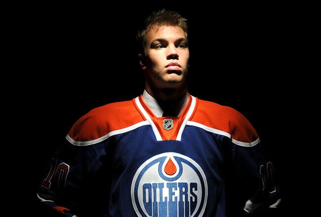 LOS ANGELES, CA - JUNE 25:  Taylor Hall, drafted first overall by the Edmonton Oilers, poses for a portrait during the 2010 NHL Entry Draft at Staples Center on June 25, 2010 in Los Angeles, California.  (Photo by Harry How/Getty Images)