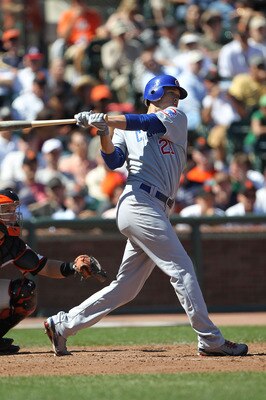 SAN FRANCISCO - AUGUST 12:  Tyler Colvin #21 of the Chicago Cubs bats against the San Francisco Giants during an MLB game at AT&T Park on August 12, 2010 in San Francisco, California.  (Photo by Jed Jacobsohn/Getty Images)