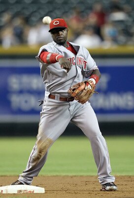 PHOENIX - AUGUST 18:  Infielder Brandon Phillips #4 of the Cincinnati Reds in action during the Major League Baseball game against the Arizona Diamondbacks at Chase Field on August 18, 2010 in Phoenix, Arizona. The Reds defeated the Diamondbacks 11-7.  (P