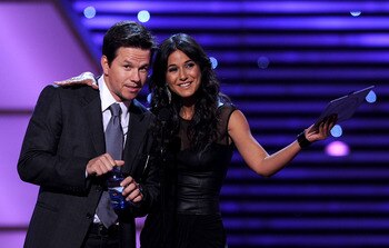 LOS ANGELES, CA - JULY 14:  Actor Mark Wahlberg (L) and actress Emmanuelle Chriqui speak onstage during the 2010 ESPY Awards at Nokia Theatre L.A. Live on July 14, 2010 in Los Angeles, California.  (Photo by Kevin Winter/Getty Images)