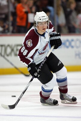 ANAHEIM, CA - MARCH 21:  Peter Mueller #88 of the Colorado Avalanche skates during warm-up prior to their NHL game against the Anaheim Ducks at the Honda Center on March 21, 2010 in Anaheim, California.  (Photo by Victor Decolongon/Getty Images)