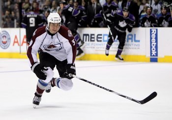 LOS ANGELES, CA - FEBRUARY 13:  Brandon Yip #59 of the Colorado Avalanche skates against the Los Angeles Kings at Staples Center on February 13, 2010 in Los Angeles, California.  (Photo by Jeff Gross/Getty Images)