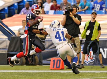 C.J. Spiller fakes out Antoine Beathea