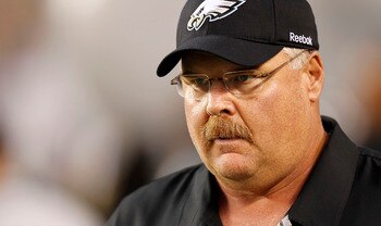 PHILADELPHIA - SEPTEMBER 02: Andy Reid, head coach of the Philadelphia Eagles stands on the sidelines during a preseason game against the New York Jets at Lincoln Financial Field on September 2, 2010 in Philadelphia, Pennsylvania. (Photo by Jeff Zelevansk