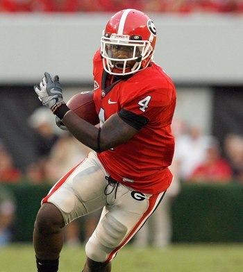 ATHENS, GA - OCTOBER 11:  Caleb King #4of the Georgia Bulldogs carries the ball during the game against the Tennessee Volunteers at Sanford Stadium on October 11, 2008 in Athens, Georgia.  (Photo by Kevin C. Cox/Getty Images)
