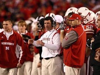 SAN DIEGO - DECEMBER 30:  Linebackers Coach Mike Ekeler of the University of Nebraska Cornhuskers looks on from the sideline during the Pacific Life Holiday Bowl against University of Arizona Wildcats on December 30, 2009 at Qualcomm Stadium in San Diego,