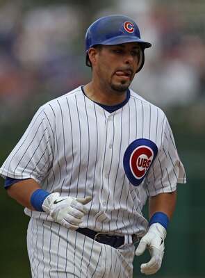 CHICAGO - SEPTEMBER 05: Geovany Soto #18 of the Chicago Cubs runs the bases after hitting a solo home run in the 7th inning against the New York Mets at Wrigley Field on September 5, 2010 in Chicago, Illinois. (Photo by Jonathan Daniel/Getty Images)