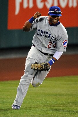 ANAHEIM, CA - JULY 13:  National League All-Star Marlon Byrd #24 of the Chicago Cubs celebrates the win of the All Star Game three to one over the American Leauge during the 81st MLB All-Star Game at Angel Stadium of Anaheim on July 13, 2010 in Anaheim, C