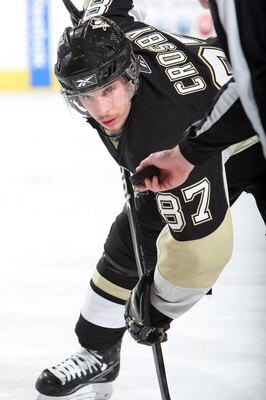 PITTSBURGH - MAY 12:  Sidney Crosby #87 of the Pittsburgh Penguins prepares for a face-off against the Montreal Canadiens in Game Seven of the Eastern Conference Semifinals during the 2010 Stanley Cup Playoffs at Mellon Arena on May 12, 2010 in Pittsburgh