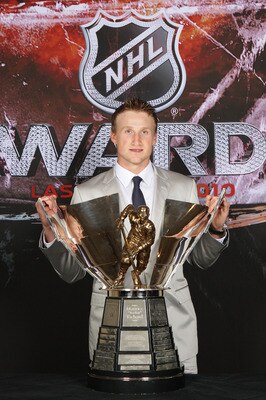 LAS VEGAS - JUNE 23:  Steven Stamkos of the Tampa Bay Lightning poses for a portrait with the Maurice Richard Trophy during the 2010 NHL Awards at the Palms Casino Resort on June 23, 2010 in Las Vegas, Nevada.  (Photo by Bruce Bennett/Getty Images for NHL