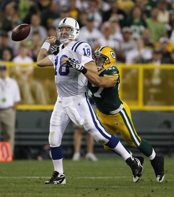 Frank Zombo forcing fumble versus Peyton Manning