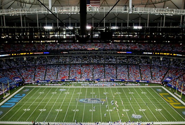 ATLANTA - SEPTEMBER 04:  A general view of the Georgia Dome during the game between the LSU Tigers and the North Carolina Tar Heels in the Chick-fil-A Kickoff Game on September 4, 2010 in Atlanta, Georgia.  (Photo by Kevin C. Cox/Getty Images)