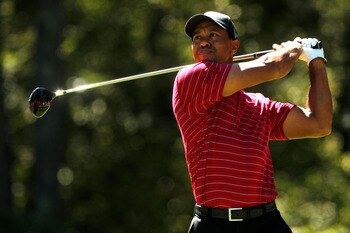 NORTON, MA - SEPTEMBER 06:  Tiger Woods tees off on the second hole during the final round of the Deutsche Bank Championship at TPC Boston on September 6, 2010 in Norton, Massachusetts.  (Photo by Mike Ehrmann/Getty Images)