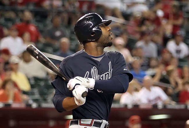 PHOENIX - JUNE 10:  Jason Heyward #22 of the Atlanta Braves bats against the Arizona Diamondbacks during the Major League Baseball game at Chase Field on June 10, 2010 in Phoenix, Arizona.  The Braves defeated the Diamondbacks 11-7.  (Photo by Christian P