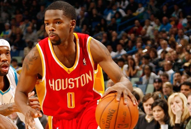 NEW ORLEANS - JANUARY 02:  Aaron Brooks #0 of the Houston Rockets drives the ball against the New Orleans Hornets at the New Orleans Arena on January 2, 2010 in New Orleans, Louisiana.  NOTE TO USER: User expressly acknowledges and agrees that, by downloa