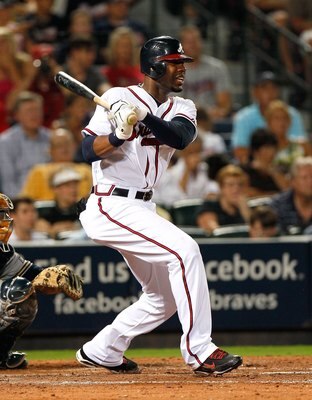 ATLANTA - JULY 15:  Jason Heyward #22 of the Atlanta Braves against the Milwaukee Brewers at Turner Field on July 15, 2010 in Atlanta, Georgia.  (Photo by Kevin C. Cox/Getty Images)