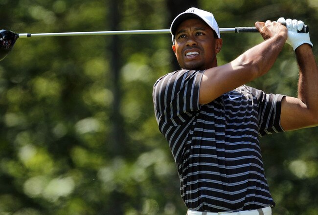 NORTON, MA - SEPTEMBER 05:  Tiger Woods tees off on the second hole during the third round of the Deutsche Bank Championship at TPC Boston on September 5, 2010 in Norton, Massachusetts.  (Photo by Mike Ehrmann/Getty Images)