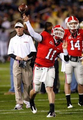 ATLANTA - NOVEMBER 28:  Backup quarterback Aaron Murray #11 of the Georgia Bulldogs against the Georgia Tech Yellow Jackets at Bobby Dodd Stadium on November 28, 2009 in Atlanta, Georgia.  (Photo by Kevin C. Cox/Getty Images)