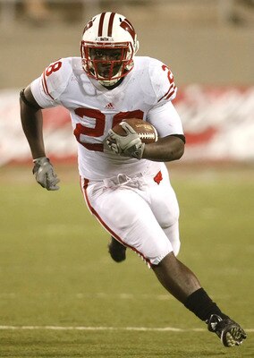 LAS VEGAS - SEPTEMBER 04:  Montee Ball #28 of the Wisconsin Badgers runs for yardage against the UNLV Rebels during the third quarter of their game at Sam Boyd Stadium September 4, 2010 in Las Vegas, Nevada. Wisconsin won 41-21.  (Photo by Ethan Miller/Ge