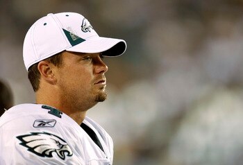PHILADELPHIA - SEPTEMBER 02: Kevin Kolb #4 of the Philadelphia Eagles stands on the sidelines during a preseason game against the New York Jets at Lincoln Financial Field on September 2, 2010 in Philadelphia, Pennsylvania. (Photo by Jeff Zelevansky/Getty