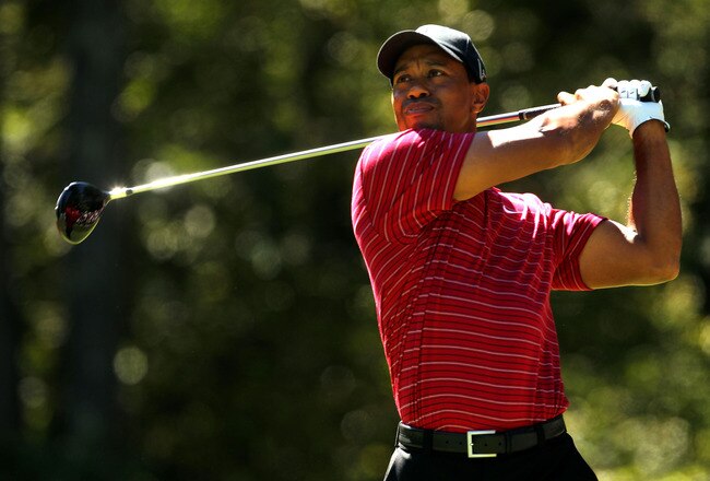 NORTON, MA - SEPTEMBER 06:  Tiger Woods tees off on the second hole during the final round of the Deutsche Bank Championship at TPC Boston on September 6, 2010 in Norton, Massachusetts.  (Photo by Mike Ehrmann/Getty Images)