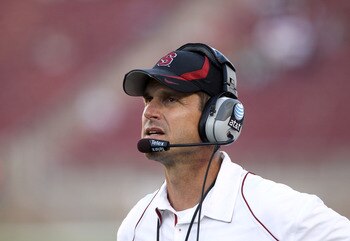 Jim Harbaugh has steadily guided Stanford's resurgence, and may be asked to do the same at Michigan.