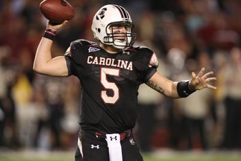 COLUMBIA, SC - NOVEMBER 14:  Stephen Garcia #5 of the South Carolina Gamecocks passes during the game against the Florida Gators at Williams-Brice Stadium on November 14, 2009 in Columbia, South Carolina. (Photo by Streeter Lecka/Getty Images)