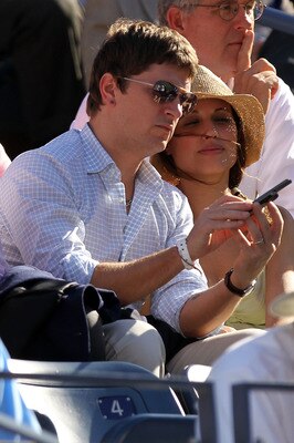 NEW YORK - SEPTEMBER 08: Musician Rob Thomas (L) and wife Marisol Maldonado (R) attend day ten of the 2010 U.S. Open at the USTA Billie Jean King National Tennis Center on September 8, 2010 in the Flushing neighborhood of the Queens borough of New York Ci