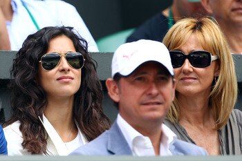 LONDON, ENGLAND - JULY 04:  Rafael Nadal's girlfriend Maria Francisco Perello (L) and mother Ana Maria Nadal (R) look on ahead of the Men's Singles Final match between Rafael Nadal of Spain and Tomas Berdych of Czech Republic on Day Thirteen of the Wimble