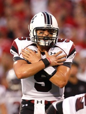 ATHENS, GA - SEPTEMBER 12:  Quarterback Stephen Garcia #5 of the South Carolina Gamecocks against the Georgia Bulldogs at Sanford Stadium on September 12, 2009 in Athens, Georgia.  (Photo by Kevin C. Cox/Getty Images)