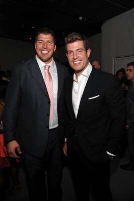 NEW YORK - APRIL 28:  Football player David Diehl (L) #66 of the New York Giants and  NFL quarterback and the Bachelor's Jesse Palmer attend the PR/PR launch party at Red Bull Space on April 28, 2009 in New York City.  (Photo by Jamie McCarthy/Getty Image