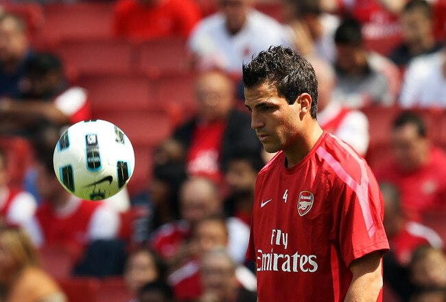 LONDON, ENGLAND - AUGUST 05:  Cesc Fabregas of Arsenal trains during an Arsenal open training session at Emirates Stadium on August 5, 2010 in London, England.  (Photo by Bryn Lennon/Getty Images)