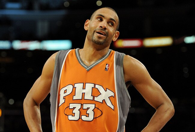 LOS ANGELES, CA - MAY 19:  Grant Hill #33 of the Phoenix Suns reacts to a play against the Los Angeles Lakers in the fourth quarter of Game Two of the Western Conference Finals during the 2010 NBA Playoffs at Staples Center on May 19, 2010 in Los Angeles,