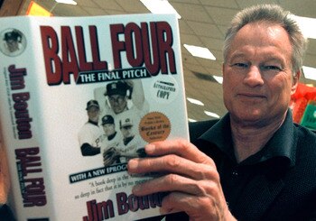382468 01: Former New York Yankees pitcher Jim Bouton signs copies of his new book, 'Ball Four: The Final Pitch' November 27, 2000 at a Waldenbooks store in Schaumburg, IL. 'Ball Four: The Final Pitch' is a new and final edition of his controversial 1970