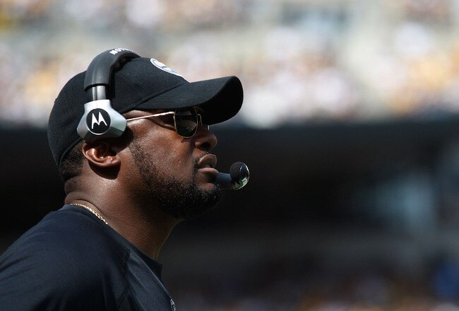 PITTSBURGH - SEPTEMBER 12:  Head coach Mike Tomlin of the Pittsburgh Steelers watches his team play against the Atlanta Falcons during the NFL season opener game on September 12, 2010 at Heinz Field in Pittsburgh, Pennsylvania.  (Photo by Jared Wickerham/