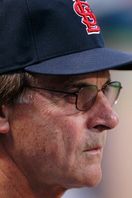 ATLANTA - SEPTEMBER 09:  Manager Tony LaRussa of the St. Louis Cardinals against the Atlanta Braves at Turner Field on September 9, 2010 in Atlanta, Georgia.  (Photo by Kevin C. Cox/Getty Images)