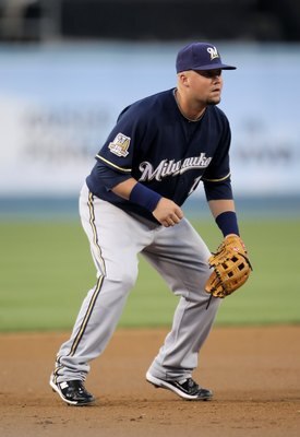 LOS ANGELES, CA - MAY 06:  Casey McGehee #14 of the Milwaukee Brewers plays against the Los Angeles Dodgers at Dodger Stadium on May 6, 2010 in Los Angeles, California.  (Photo by Jeff Gross/Getty Images)