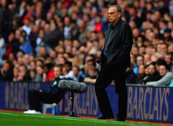 BIRMINGHAM, ENGLAND - AUGUST 14:  West Ham United manager Avram Grant looks on during the Barclays Premier League match between Aston Villa and West Ham United at Villa Park on August 14, 2010 in Birmingham, England.  (Photo by Jamie McDonald/Getty Images